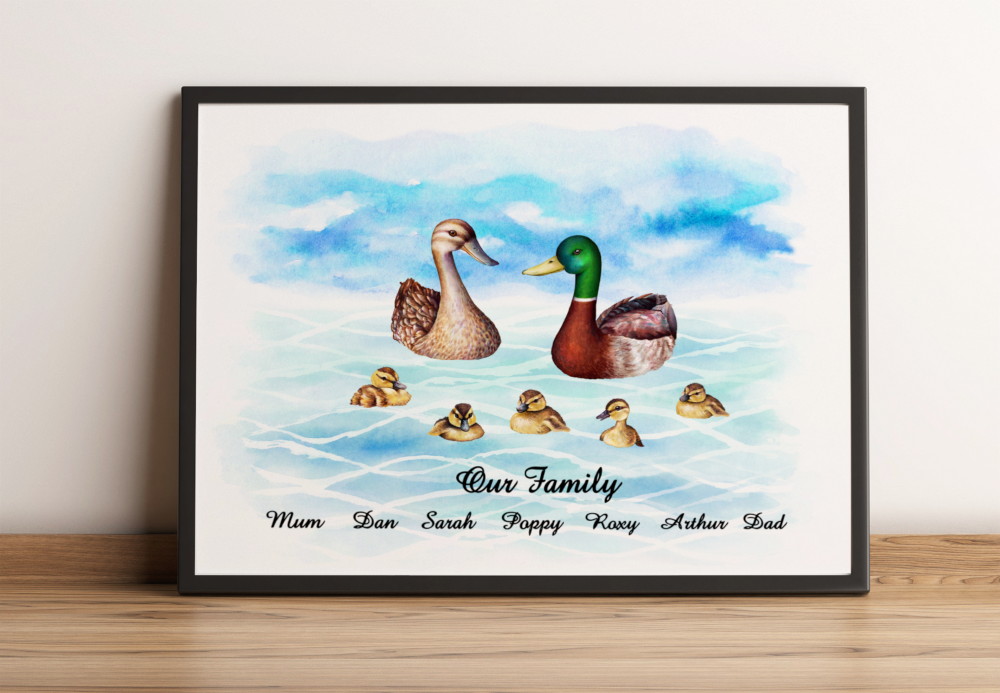 Duck Our Family A4 Print, Duck Family Custom Print